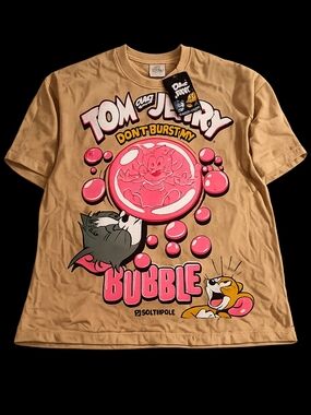 Tom & Jerry 'Don't Burst My Bubble' Graphic Tee - Tan & Pink